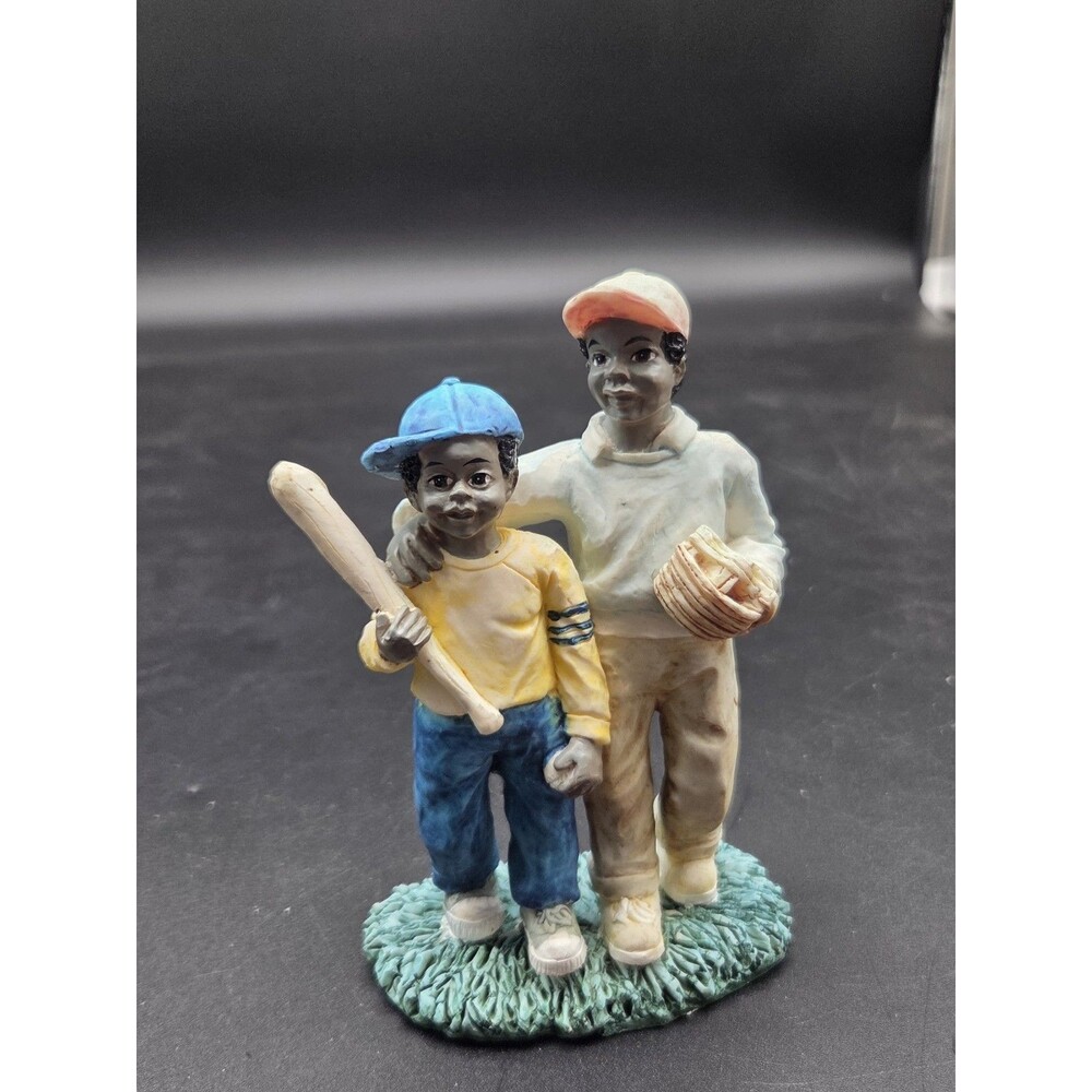 African American Art Figurine Baseball Father Son